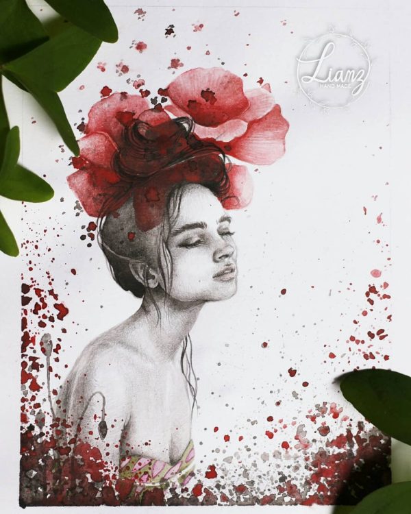 Lápiz y acuarela – Aquarell von Lianzhi Artist
