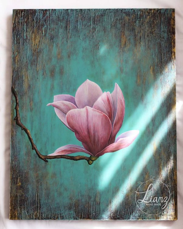Magnolia Técnica mixta, texturado sobre Mdf – Werk von Lianzhi Artist