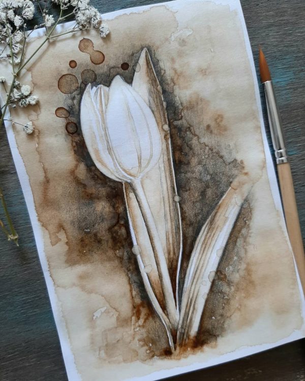 Pequeño tulipán a detalle, como me encanta, pintando con… – Kaffeemalerei von Lianzhi Artist
