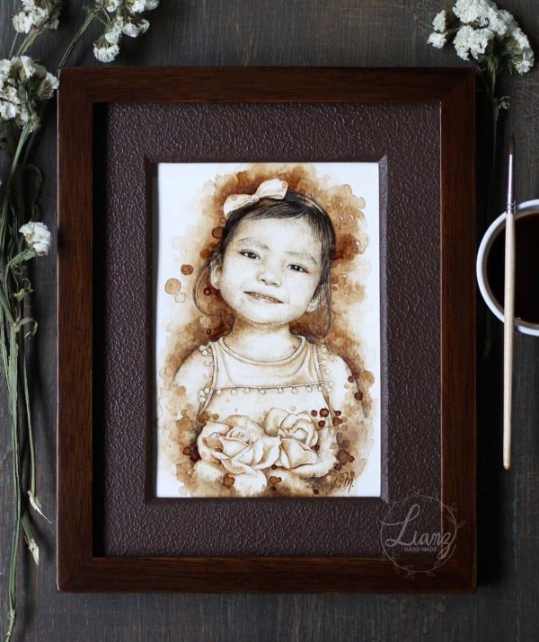 Si pudiéramos ver el mundo con los ojos de un niño,… – Kaffeemalerei von Lianzhi Artist