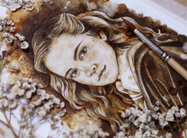 Retratos a café, pintando a uno de mis personajes… – Kaffeemalerei von Lianzhi Artist