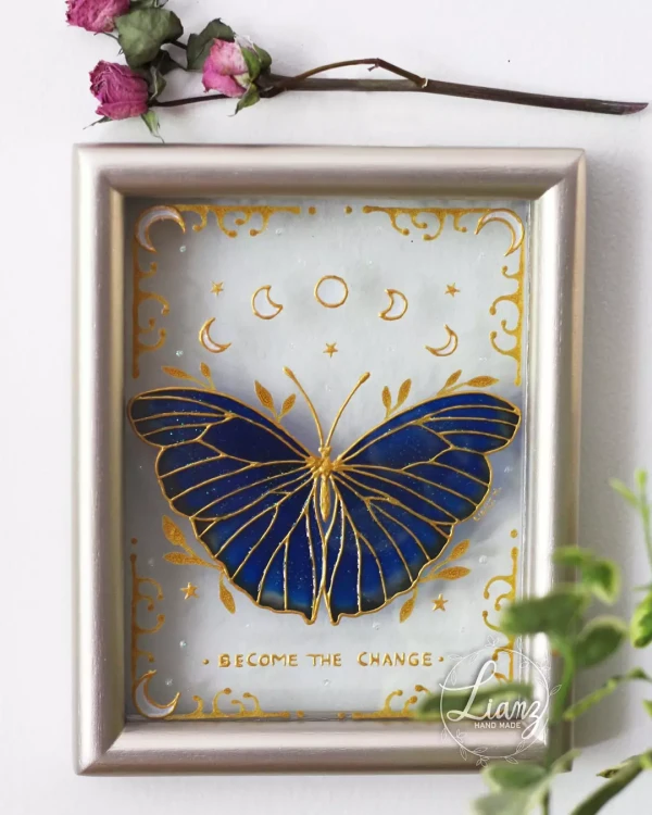 Mariposa azul 》bellamente enmarcada ️ las fases de luna… – Werk von Lianzhi Artist