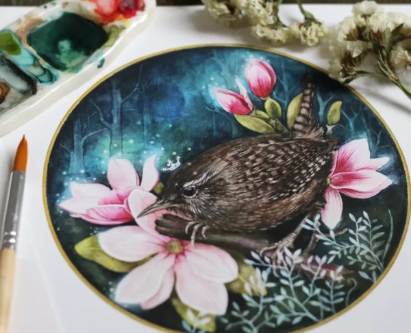 Mi pequeño chochín común al fin terminado.️ Otro de mis… – Aquarell von Lianzhi Artist