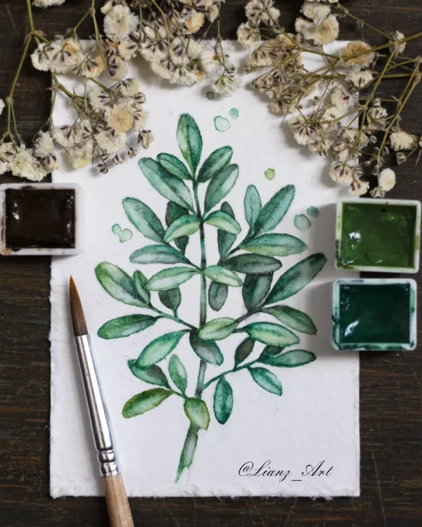Ésta linda ruda es una plantita también con buenos… – Aquarell von Lianzhi Artist