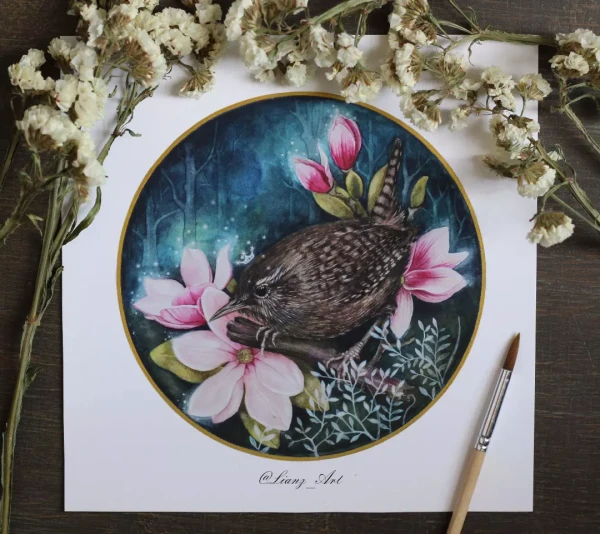 Mis pequeños Mensajero y Rey, ya están disponibles en… – Aquarell von Lianzhi Artist