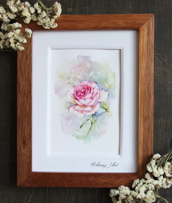 Rose in watercolors – Aquarell von Lianzhi Artist
