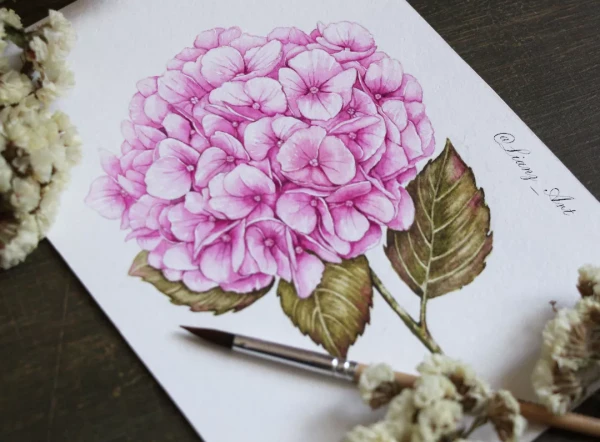 Loving some hydrangeas – Aquarell von Lianzhi Artist