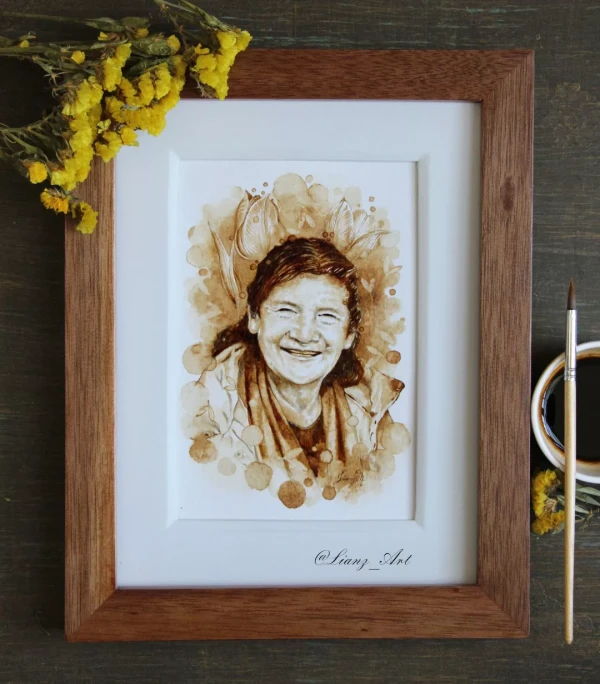 Portrait to coffee – Kaffeemalerei von Lianzhi Artist