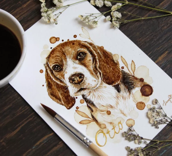 Otto – Porträt in Kaffee – Kaffeemalerei von Lianzhi Artist