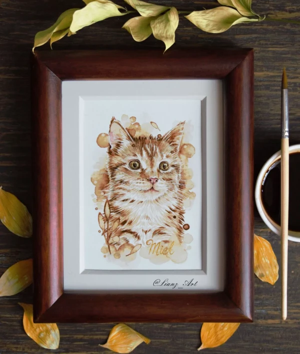 La dulce Miel, que tiernas son estas bellecitas , me… – Kaffeemalerei / Aquarell von Lianzhi Artist