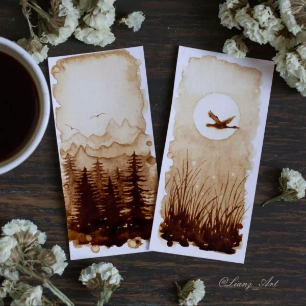 Kaffeetage – Kaffeemalerei, Aquarell von Lianzhi Artist